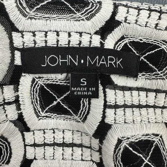John Mark Top Women Small Black Anastasia Embroidered Aztec Geometric Blouse NEW - Picture 12 of 16